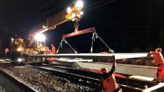 Montage af sydlig perron august 2020.