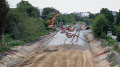 Etablering af nyt dobbeltspor nord for Lindholm Station.