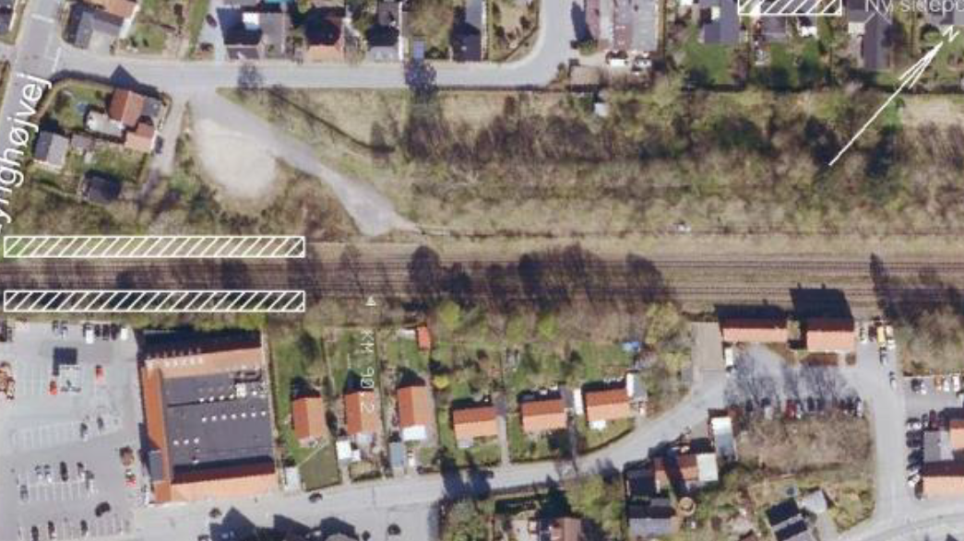 Dronebillede af området, hvor Stilling Station skal placeres.